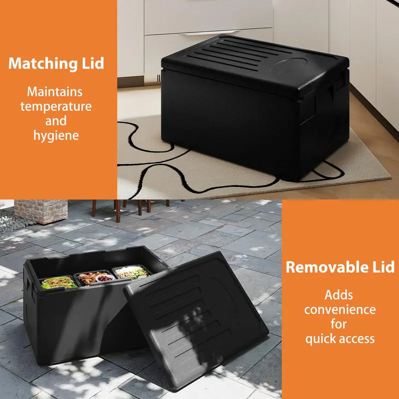 49-Quart Top-Load Stackable Hot Box with Built-In Handles for Catering or Camping