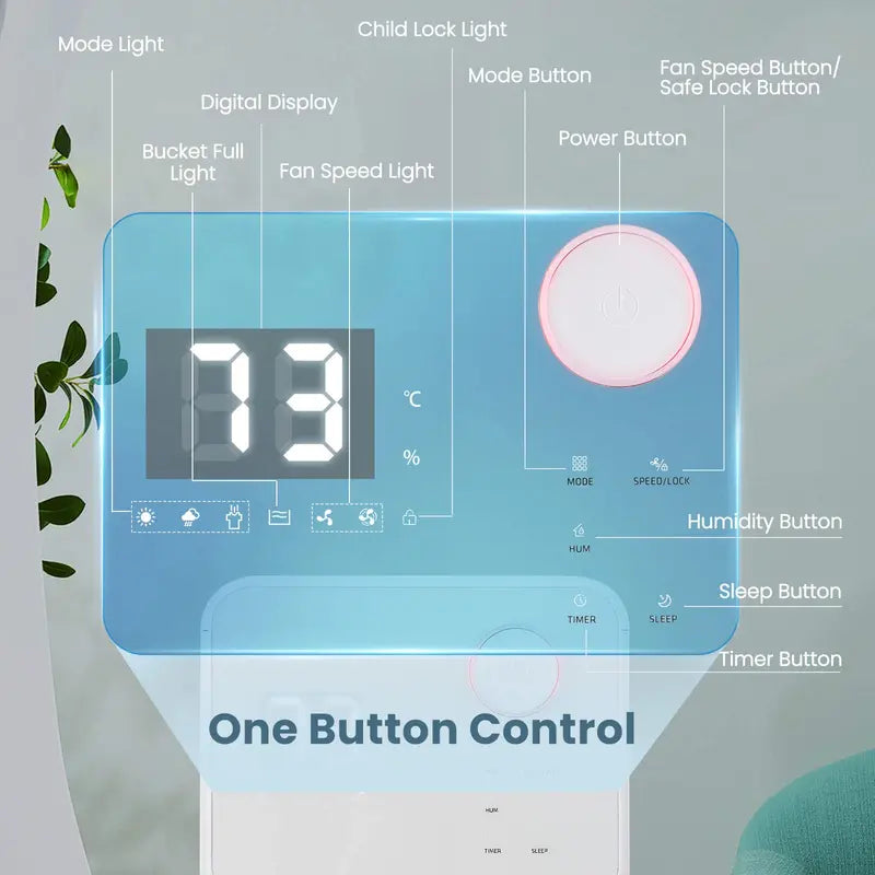 2000 Sq. Ft Smart Dehumidifier with Dual Drainage Options & Four Operation Modes