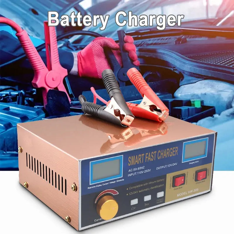 XWQ Battery Charger Pulse Repair High Power Antiflaming 400W 12V 24V Storage Battery Maintainer for Car
