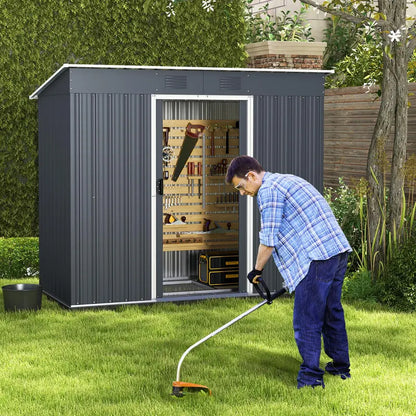 Freestanding Outdoor Storage Shed  Includes Reinforced Floor Base for Yard or Garden Organization
