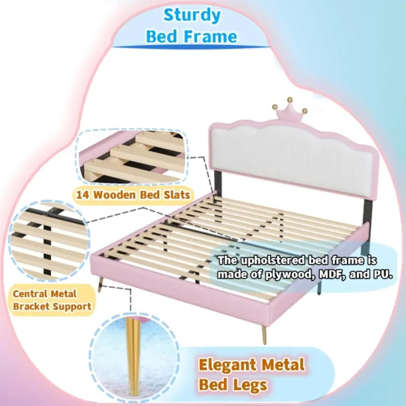 Linique LED-Uplighted Full-Size Upholstered Platform Bed Frame