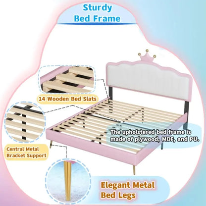 Linique LED-Uplighted Full-Size Upholstered Platform Bed Frame