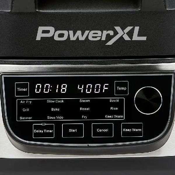 PowerXL Grill & Air Fryer Combo Plus  12-in-1 Indoor Cooker with 6-Qt Capacity, 1550W Power, and Stainless Steel Housing