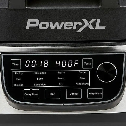 PowerXL Grill & Air Fryer Combo Plus  12-in-1 Indoor Cooker with 6-Qt Capacity, 1550W Power, and Stainless Steel Housing