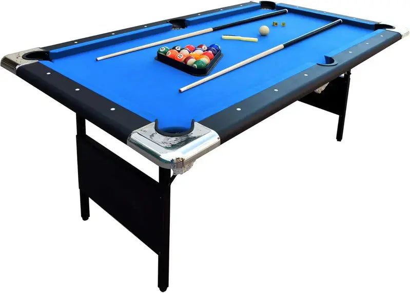 6-Foot Folding Portable Pool Table  Complete Billiards Set Included