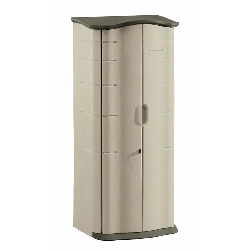 Rubbermaid Vertical Outdoor Storage Shed  Weatherproof Resin Design for Compact Spaces