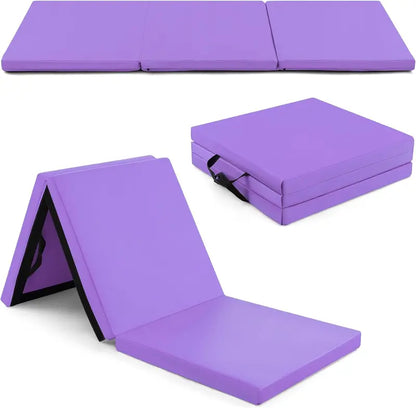 6′ x 2′ Tri-Fold Exercise Mat  2-Inch Dense Foam Tumbling Pad with Integrated Carrying Handles