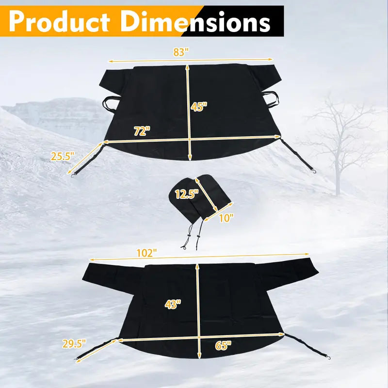 Heavy-Duty Windshield Snow Cover Set  600D Oxford Fabric Frost & Ice Protector for Front & Rear Windows