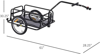 Foldable Bike Cargo Trailer  80-Lb Load Capacity, 16-Inch Wheels, Hitch-Compatible Black Frame