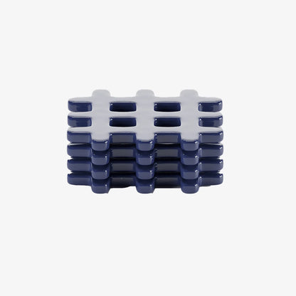 Lot de 4 dessous de verre, carr  c ramique tress e bleu