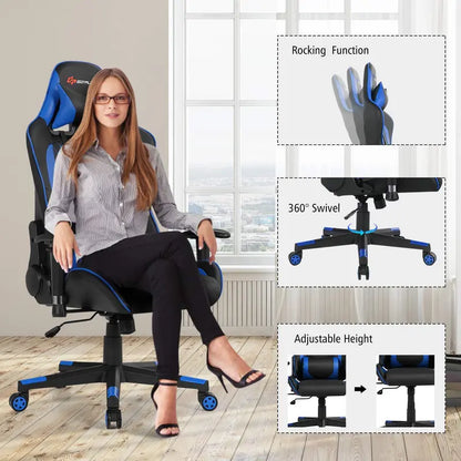 Adjustable Massage Gaming Chair  Reclining Backrest, Height-Adjustable Seat & Armrests
