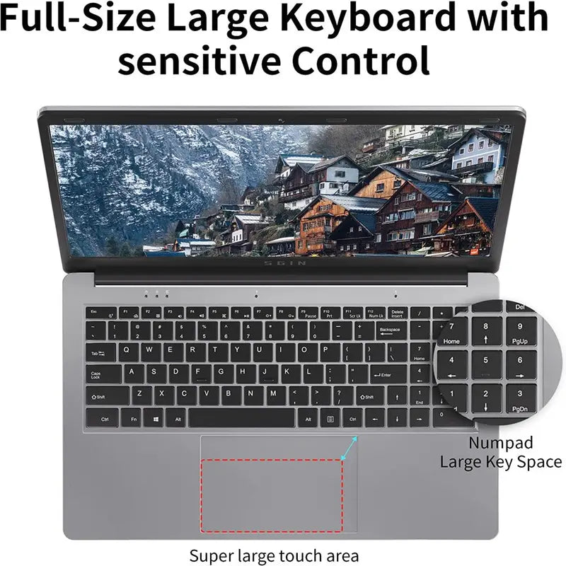 SGIN 15.6Inch Laptop 4GB DDR4 128GB SSD Windows 11 with 4 Core Intel Celeron, Full HD 1920X1080