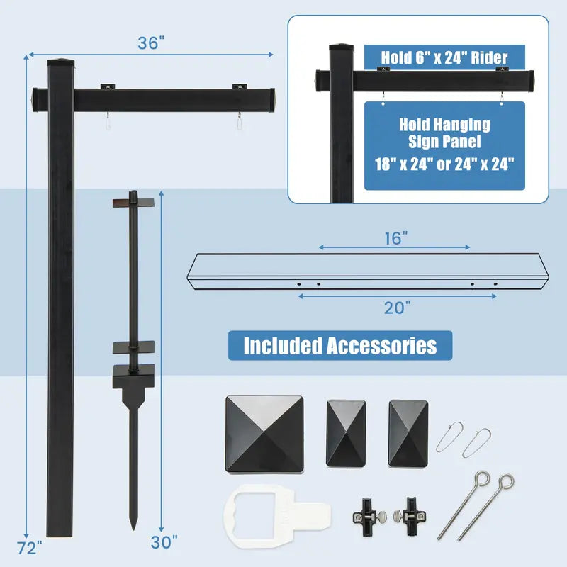 Heavy-Duty Vinyl Real Estate Sign Post  4″×4″×72″ Realtor Stake with Flat Cap for Yard Signs