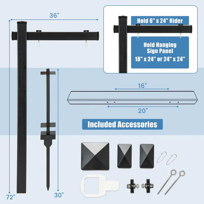 Heavy-Duty Vinyl Real Estate Sign Post  4″×4″×72″ Realtor Stake with Flat Cap for Yard Signs