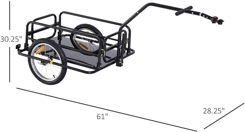 Aosom Foldable 80-Lb Capacity Bike Cargo Trailer with 16-Inch Wheels and Universal Hitch  Black