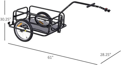 Aosom Foldable 80-Lb Capacity Bike Cargo Trailer with 16-Inch Wheels and Universal Hitch  Black