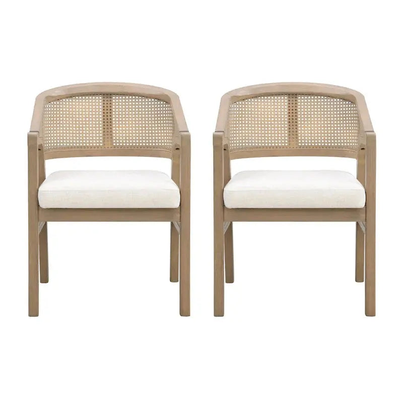 Christopher Knight Home Cane-Weave Upholstered Dining Chair Set  2 Chairs
