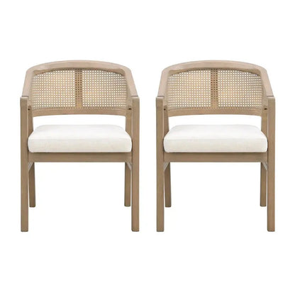 Christopher Knight Home Cane-Weave Upholstered Dining Chair Set  2 Chairs
