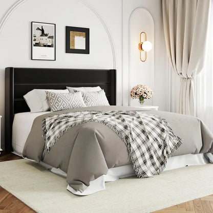 Allewie Modern Hydraulic Lift Queen Storage Bed  Wingback Headboard, Light Beige