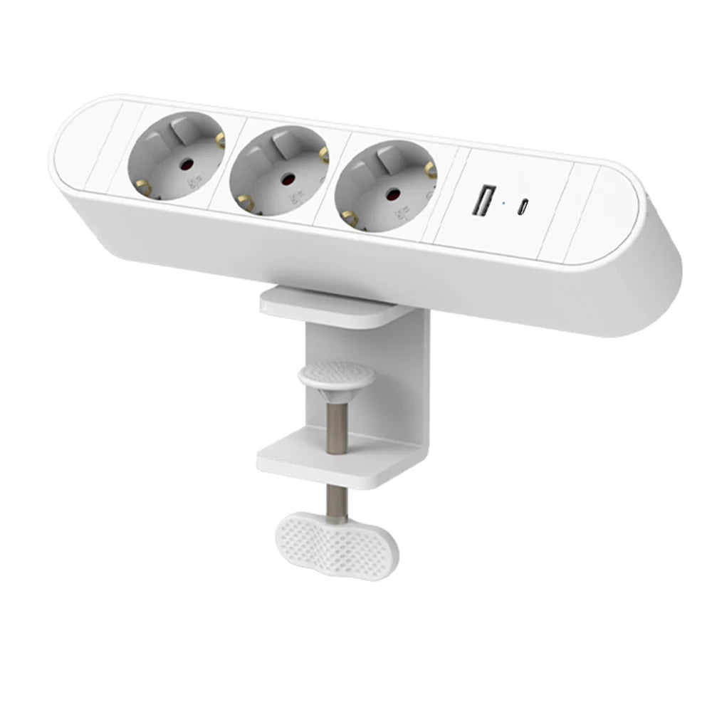 Bloc multiprise à pince pour bureau avec 2 ports USB