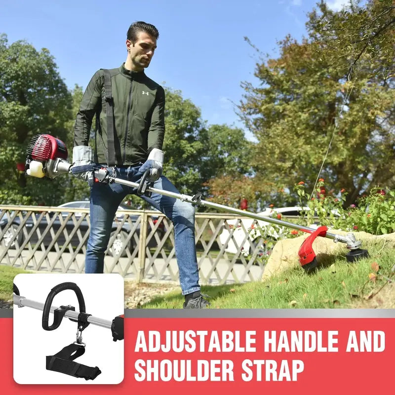 PowerSmart 31cc 4-Cycle Gas String Trimmer  Straight-Shaft Brush Cutter for Lawns, Weeds & Overgrowth
