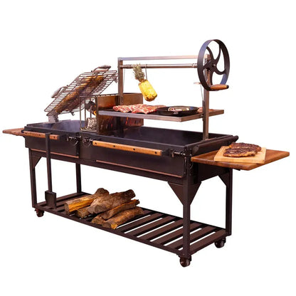 Backyard Discovery Santa Maria XL Asado Grill  Dual-Fuel (Wood/Charcoal) Outdoor Cooking Station with Steel Firebox & Clamp System