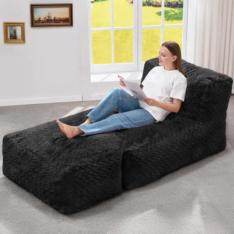 Hobestluk Extra-Large Memory Foam Bean Bag Lounger  Cordless Lounge Sofa for Adults