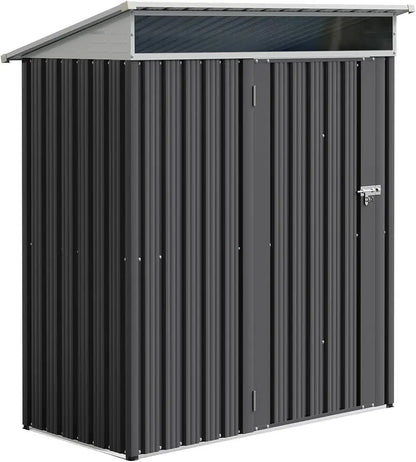 JYQAQA 6x4ft Waterproof Metal Garden Shed  Rugged Outdoor Storage for Yard Tools