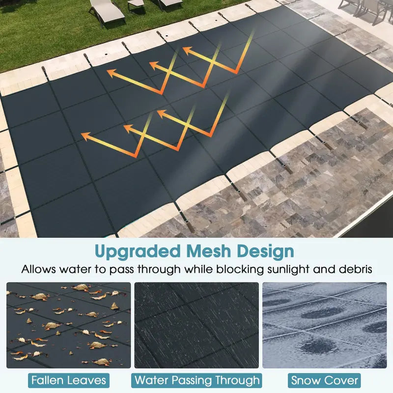 Heavy-Duty Rectangular Winter Pool Cover for 40′ x 20′ In-Ground Swimming Pools