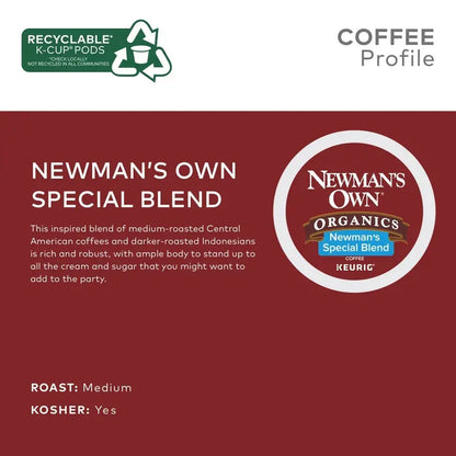 Newman’s Own Organic Special Blend K-Cup Pods  100-Count Fair Trade, Rainforest Alliance Certified Coffee