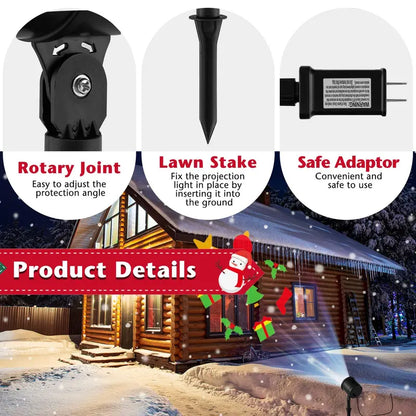 Rotating Christmas Projection Light with 65-Degree Adjustable Tilt and Seasonal Patterns