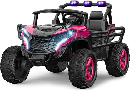 All-Terrain Pink Electric Ride-On Truck  Off-Road Capable Battery-Powered Toy Vehicle