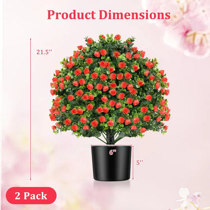 21.5-Inch Faux Rose Topiary Ball Tree — Realistic Silk Floral Accent for Any Space