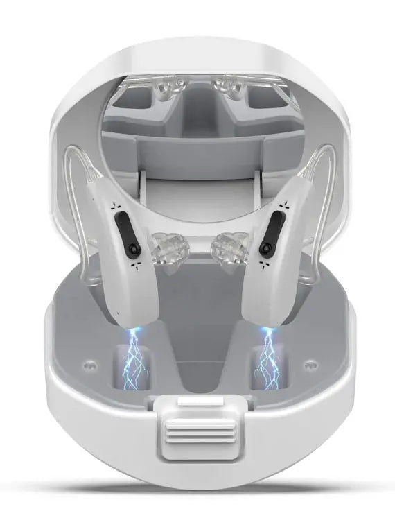 Brand Hearing Aids for Seniors, Dual Microphone, Comfortable Fit, Gray  For Mild to Severe Hearing Loss