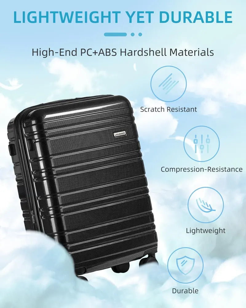 6-Piece Expandable Rolling Luggage Set  Lightweight Hardshell Suitcases with Smooth-Spinning Wheels & Modular Packing Options