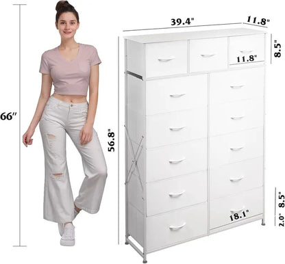 WLIVE 13-Bin Steel Storage Tower  Charcoal Black Tall Organizer with Fabric Bins for Hallway or Home Office