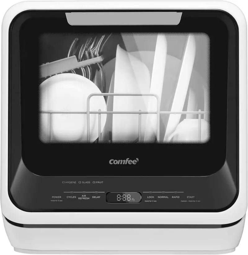 COMFEE’ Mini Countertop Dishwasher  1.32-Gallon Integrated Water Reservoir, Easy-Setup Unit