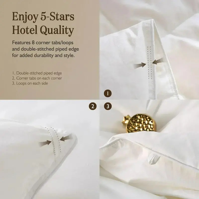 Organic Down Duvet  Queen Size, 100% Cotton Cover, Hypoallergenic & Cloud-Like Fill