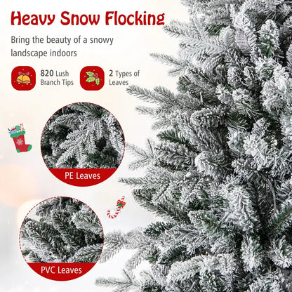6-Foot Snow-Flocked Hinged Christmas Tree with 260 Color-Changing LEDs