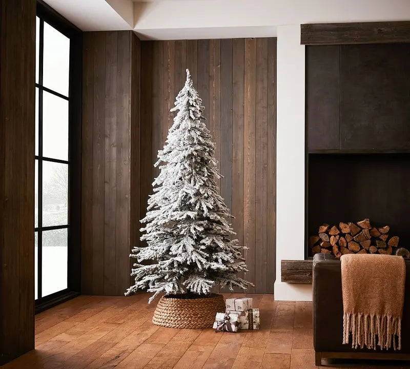 Balsam Hill Flocked Snow Pine Christmas Tree  Pre-Lit Hinged PVC/PVE Artificial Tree, 6 ft or 7.5 ft