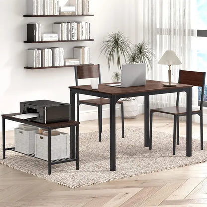 Contemporary Dining Set: Table with 2 Chairs and 1 Bench  Compact Bistro-Style Kitchen or Dining Room Set in Pure White