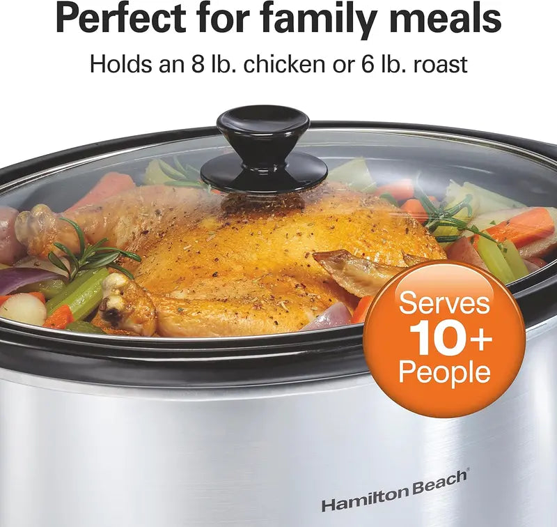Hamilton Beach 8-Quart Programmable Slow Cooker  Triple Heat Settings, Dishwasher-Safe Crock