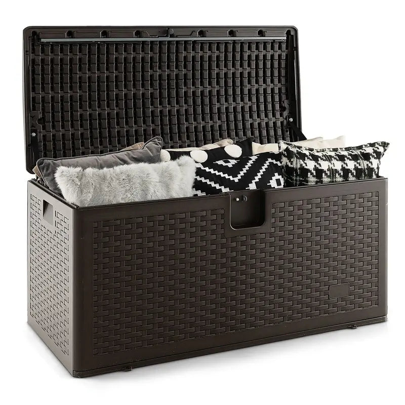 Weatherproof Resin Outdoor Storage Box  31/73/100 Gallon Locking Patio Chest