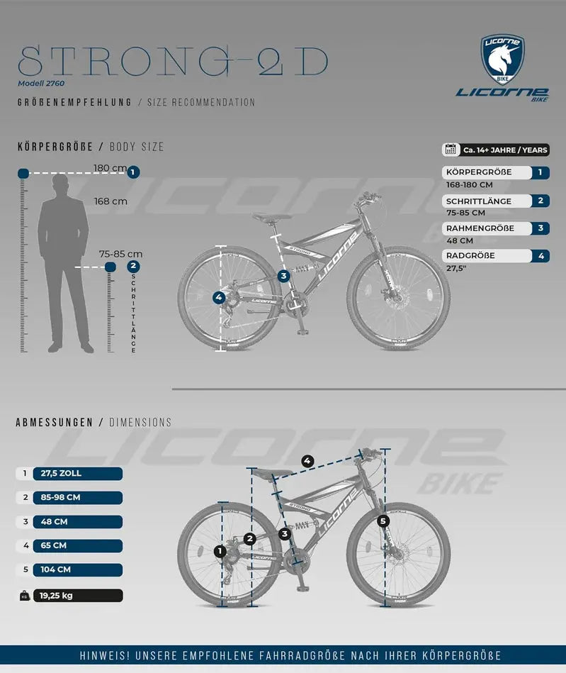 Licorne Bike Strong 2D Premium Hardtail Mountain Bike  Aluminum Frame, 21-Speed Drivetrain