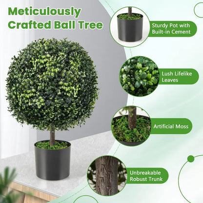 22-Inch Artificial Boxwood Topiary Ball  Lifelike Outdoor or Indoor Decor