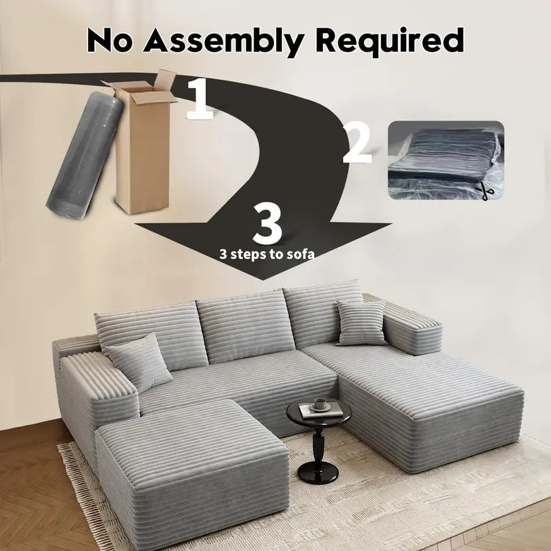 Cloud Modular L-Shaped Sectional Sofa  107.5-Inch Modern Minimalist Upholstered Couch with Chaise