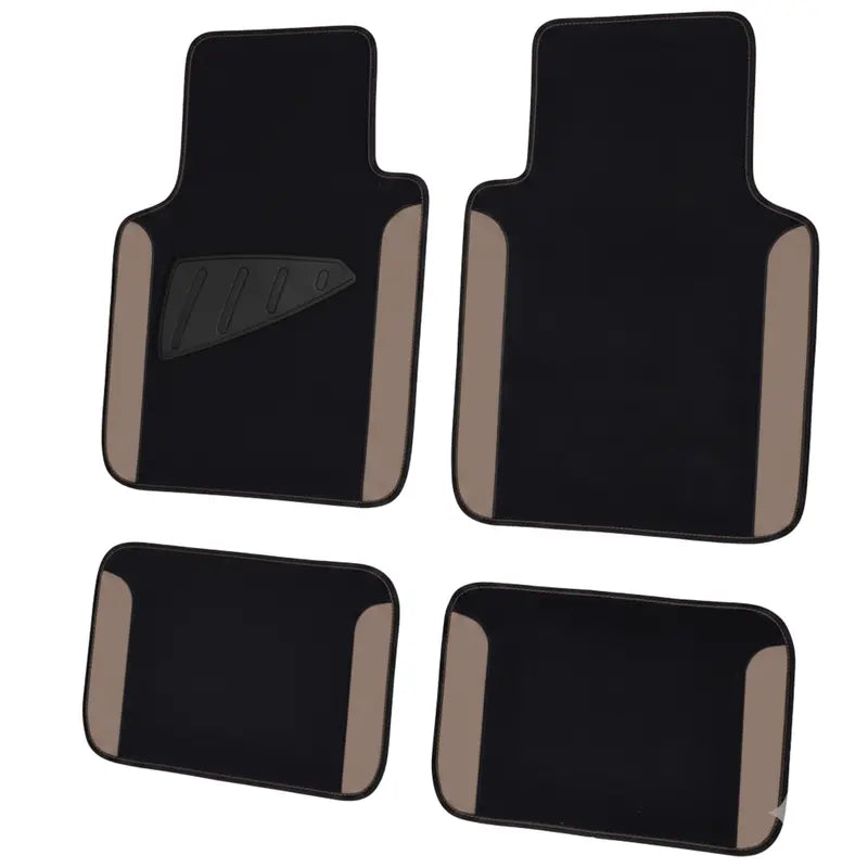 Set of 4 Universal Faux Leather Floor Mats with Non-Slip Nibbed Backing