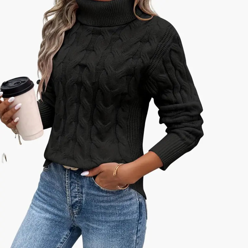 Women’s Traditional Cable-Knit Turtleneck Sweater