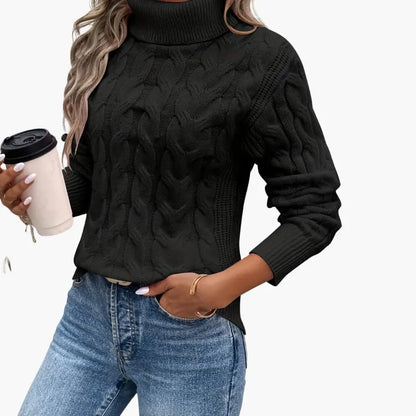Women’s Traditional Cable-Knit Turtleneck Sweater