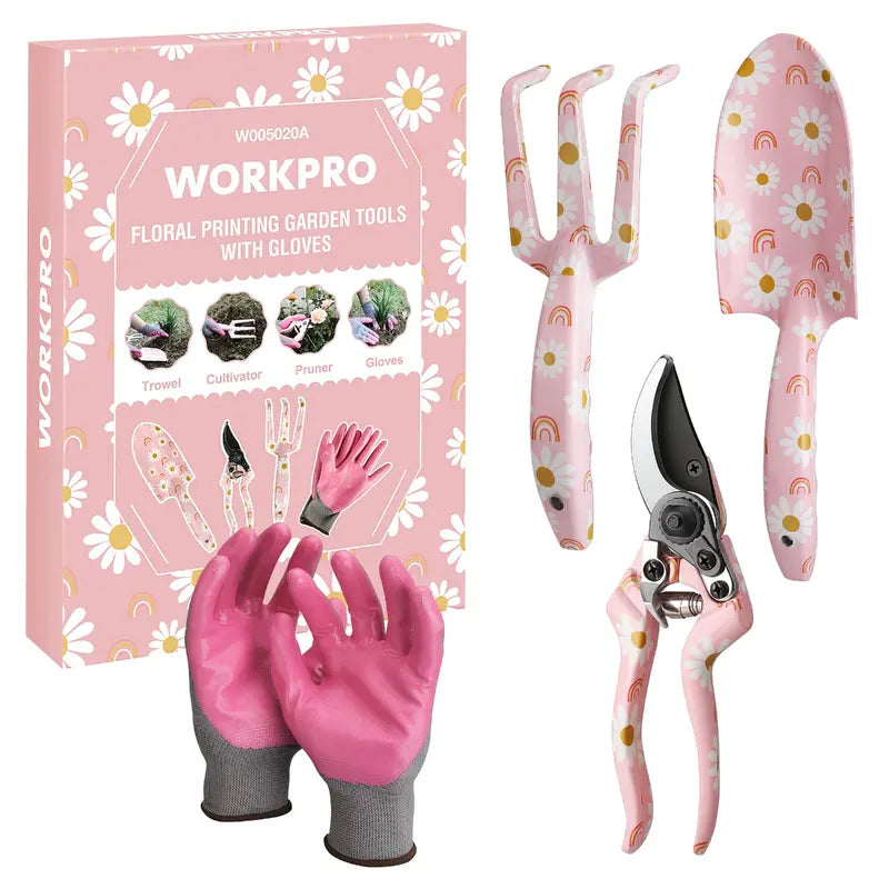 WORKPRO 4-Piece Aluminum Garden Tool Kit  Lightweight & Rust-Resistant Design